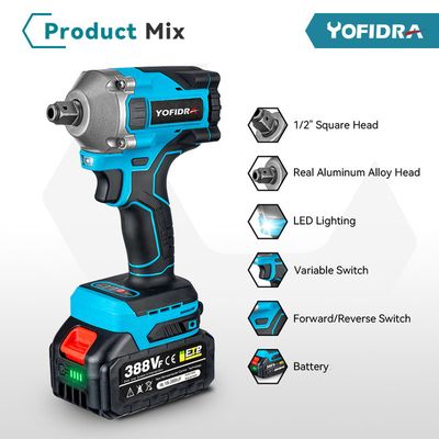 Yofidra Clé à Chocs Sans Fil 1700 N.m, 3 Vitesses, Boulonneuse à Choc