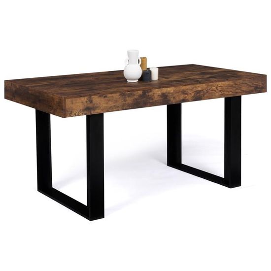 Table à Manger Phoenix 200cm Bois Et Blanc - 8 Personnes - Style Industriel - À Monter Soi-même