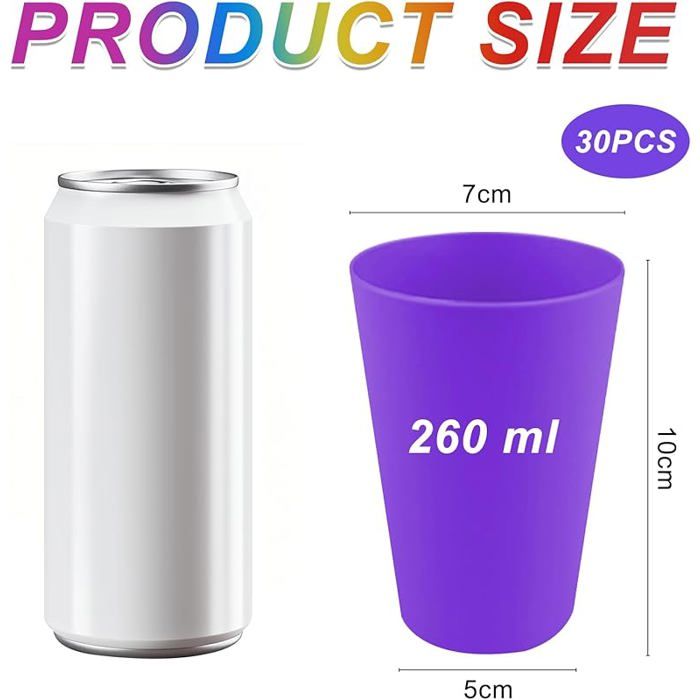 Goblet Plastic 10 Pièces Gobelets En Plastique Réutilisables, Verre à Eau En Plastique Dur, Gobelets Camping Pour Enfant Colorés, Tasse Plastique Incassable 320 Ml Gobelet Personnalisable