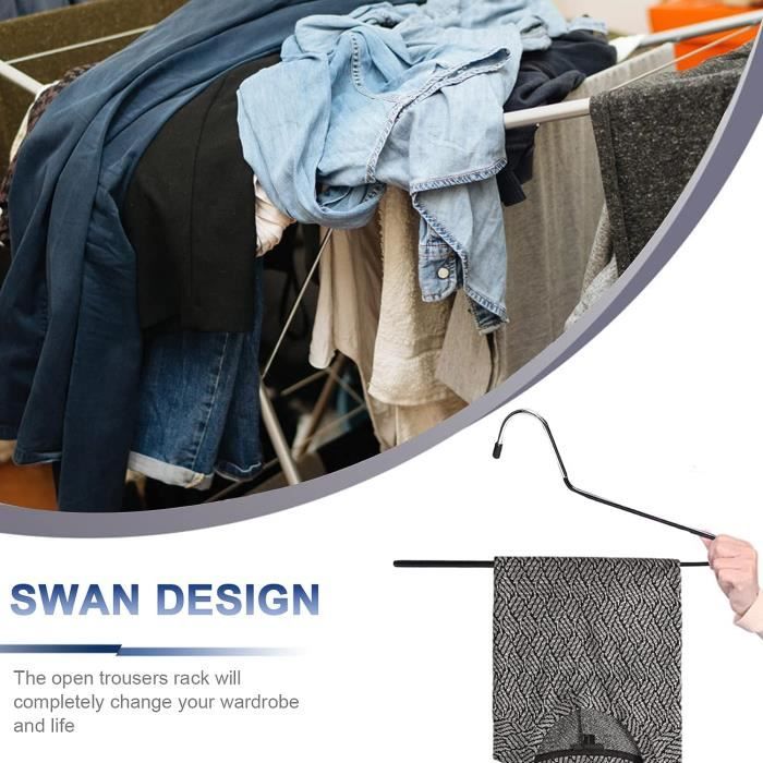 Cintre à Pantalons 6 En 1 En Acier Inox - 2 Pièces Pliables - Gain De Place Pour Armoire - 3