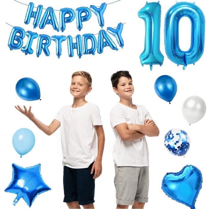 Ballon Anniversaire 10 Ans FUNXGO - Chiffre Bleu Gonflable à L'Hélium - 90 Cm