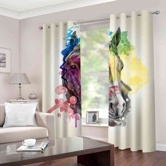 Lot De 2 Rideaux Occultants Enfants – Motifs Animaux Mignons Renard, Cerf, Lapin & Chouette – Design Moderne, Isolation Thermique & Lumière – À Œillets 170 X 200 Cm