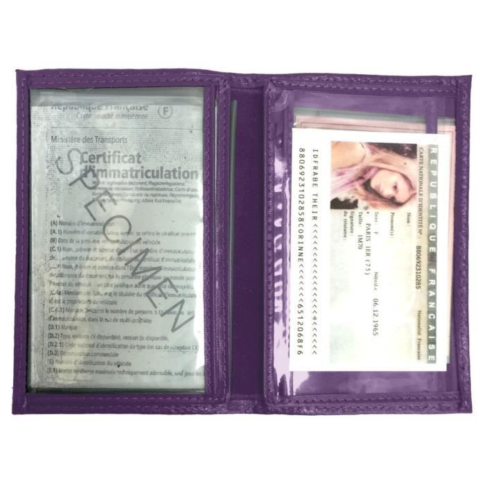 Pochette Cuir Format Enveloppe Documents Voiture LOLUNA® - Carte Grise Et Permis (Rouge)