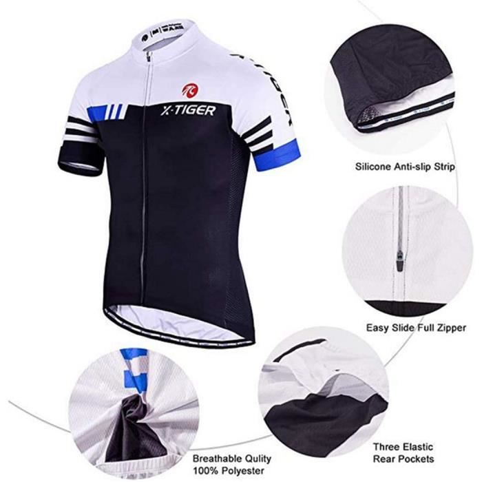 X TIGER Maillot de Cyclisme Manches Courtes Homme avec Cuissard a Bretelle 5D Gel Rembourre Cuissard VTT Courtes Respirant Vetements Cdiscount Sport