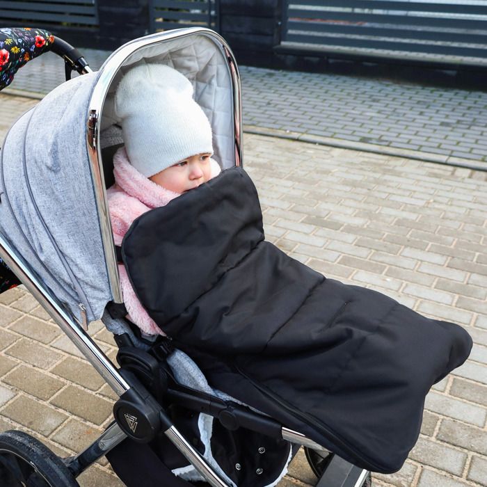 auvstar Chancelière Poussette Universelle, Détachable Chanceliere Bebe Poussettes Chaud,Chanceliere Buggy Hiver Confortable avec Plupart Landau, Epaississement Coupe-vent (Gris