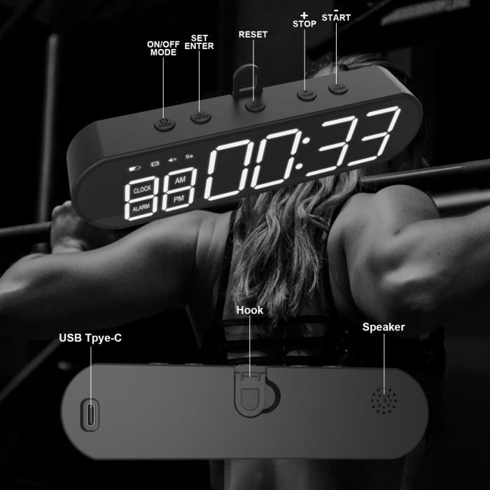 MAG Minuterie de gymnastique Minuteur de Gym, Horloge de Fitness Portable  avec Rappel de Batterie Faible, sport cycle 7092761837431 - Cdiscount Maison