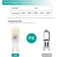 AMPOULE Auting G9 LED Ampoules 4W Blanc Froid 6000K,Equivalent 40W Halogen Ampoules,400 Lumens,Sans Scintillement,Non Dimmable, 436-2