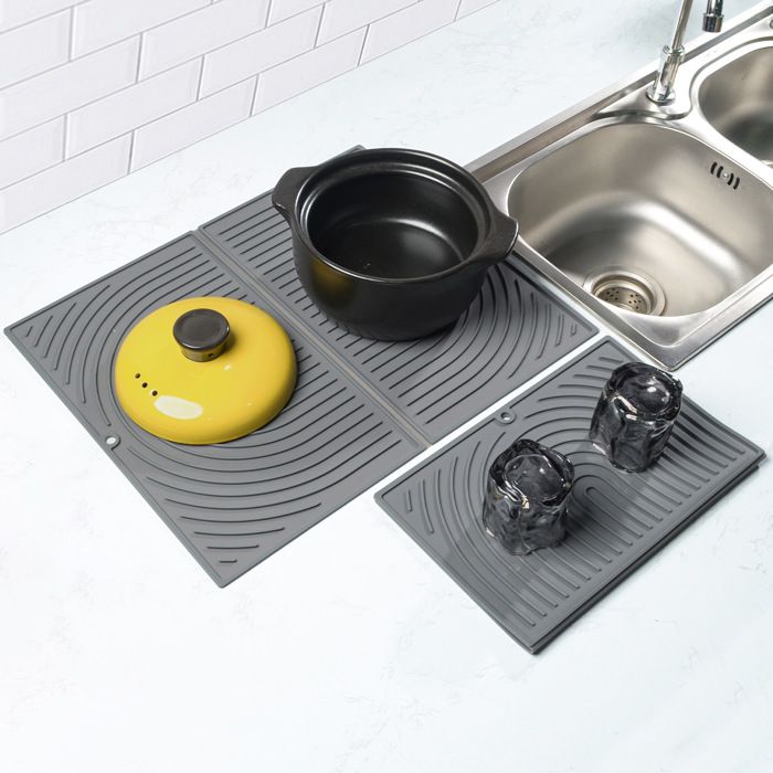 Tapis De Séchage En Silicone Antidérapant Avec Brosse Pour Vaisselle, égouttoir à Vaisselle, 35 X 23 Cm, Bleu - Maison