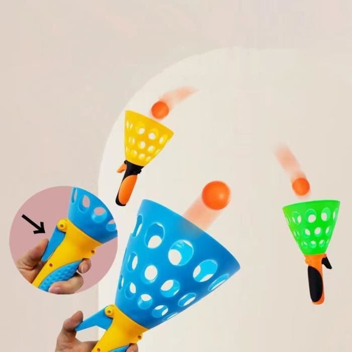 Catapulte Jouet Enfant 3-6 Ans - Lot De 2 + 4 Balles En Tissu Doux - Sécurité - Jeu Extérieur Ou Piscine