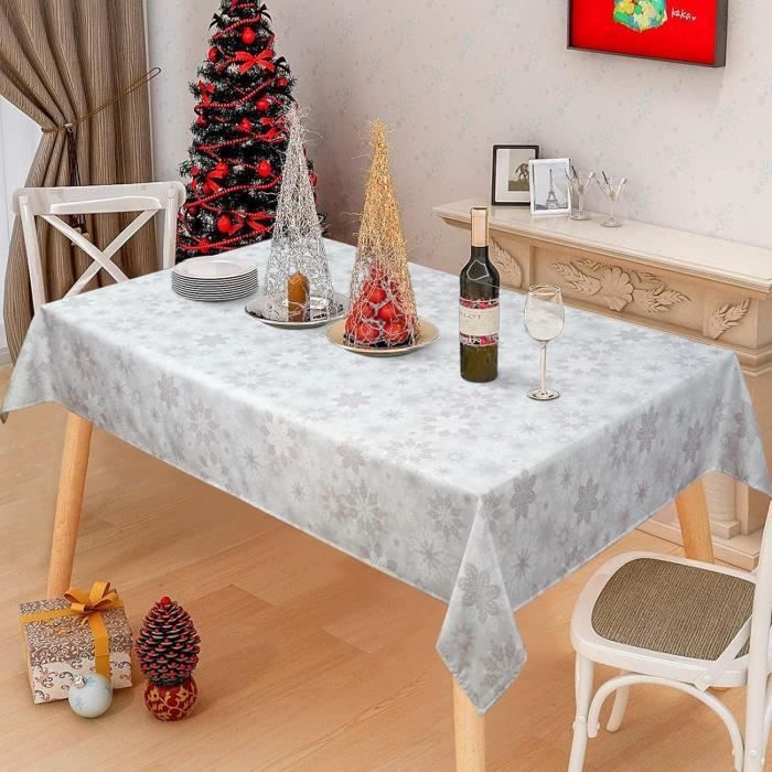 Nappe de Noël Rectangle - Tissu Antitache / Imperméable – Père Noël Rouge  motif Houx – Différentes tailles