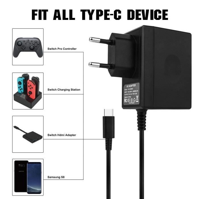 Adaptateur Secteur AC Chargeur pour Nintendo Switch Lite et Nintendo Switch  Console 15V/2.6A Charge Rapide-Yuan Yuan - Cdiscount Informatique