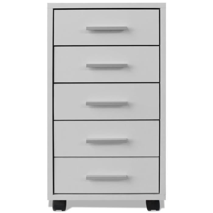 ML-Design 2x Caisson à 5 Tiroir avec Roulettes Blanc - 33x38x63,5 cm - Panneau de - Achat & prix ML-Design 2x Caisson à 5 Tiroir avec Roulettes Blanc - 33x38x63,5 cm - Panneau de - Achat & prix