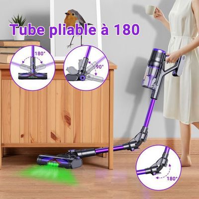 Aspirateur Balai Sans Fil 550W/45Kpa/60 Mins Aspirateur Sans Fil Avec