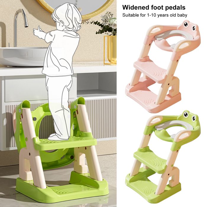 Réducteur WC Enfant Avec Marches - Siège Rehausseur Pliable Et Réglable - Apprentissage Pot