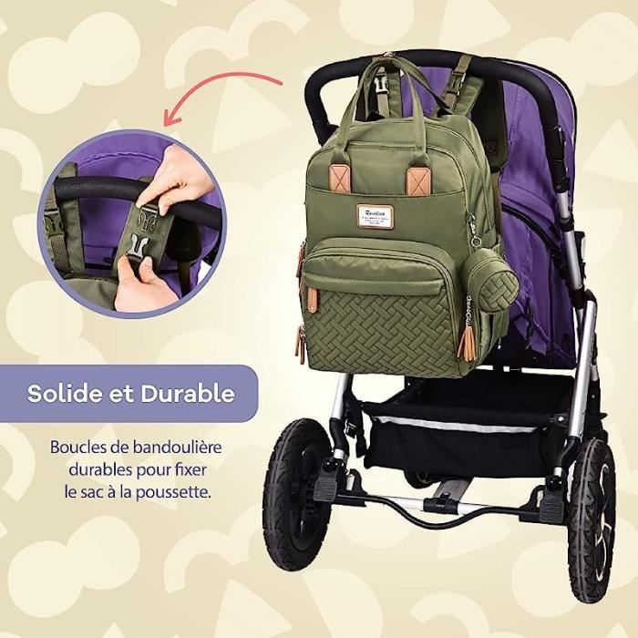 Sac à Langer Bebe Multifonction Rainsmore - Sac à Dos Avec Matelas à Langer Et Porte-tétine Noir