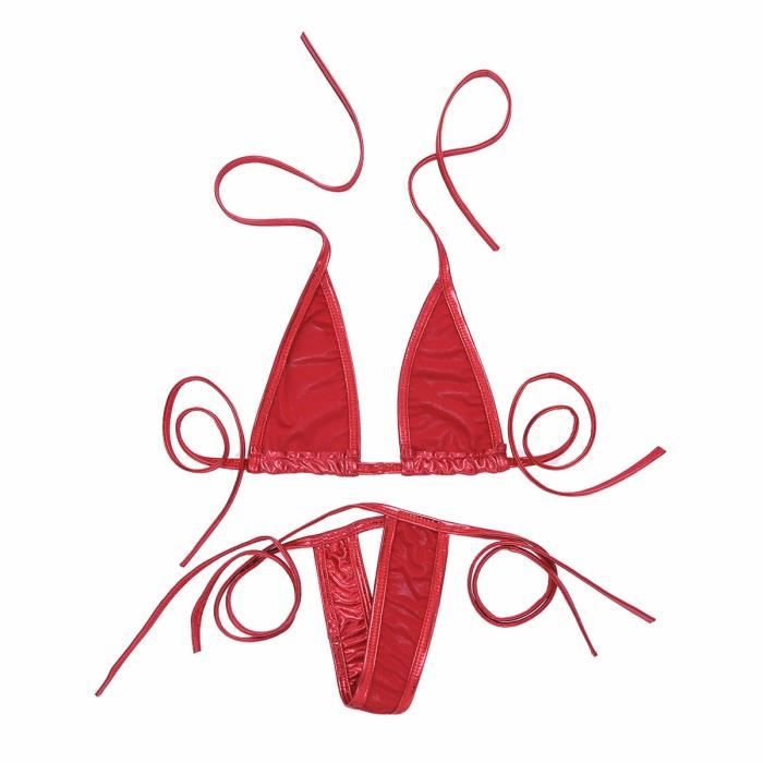 Sexy Maillot de Bain Femme 2 Pieces String Bikini Bresilien Erotique Tanga Crop Top Rouge Cdiscount Boutique Erotique