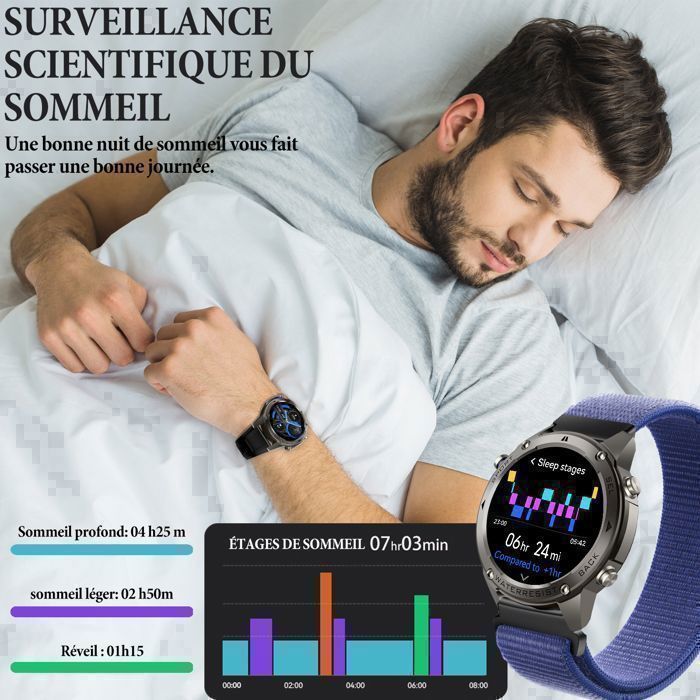 Montre Connectée Homme, AMOLED de de la