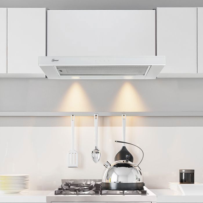 Hotte Aspirante Gurari GCH 286 WH 9 Prime - 90 Cm, Blanc Verre, 1000 M³/h, Classe A - Touch Control, Télécommande