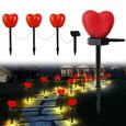 JINZDASU 4Pcs Lampe Solaire Jardin-Coeur Rouge-Imperméable-Red Love Heart Lumiere Solaire Exterieur,Saint Valentin,Christmas-0