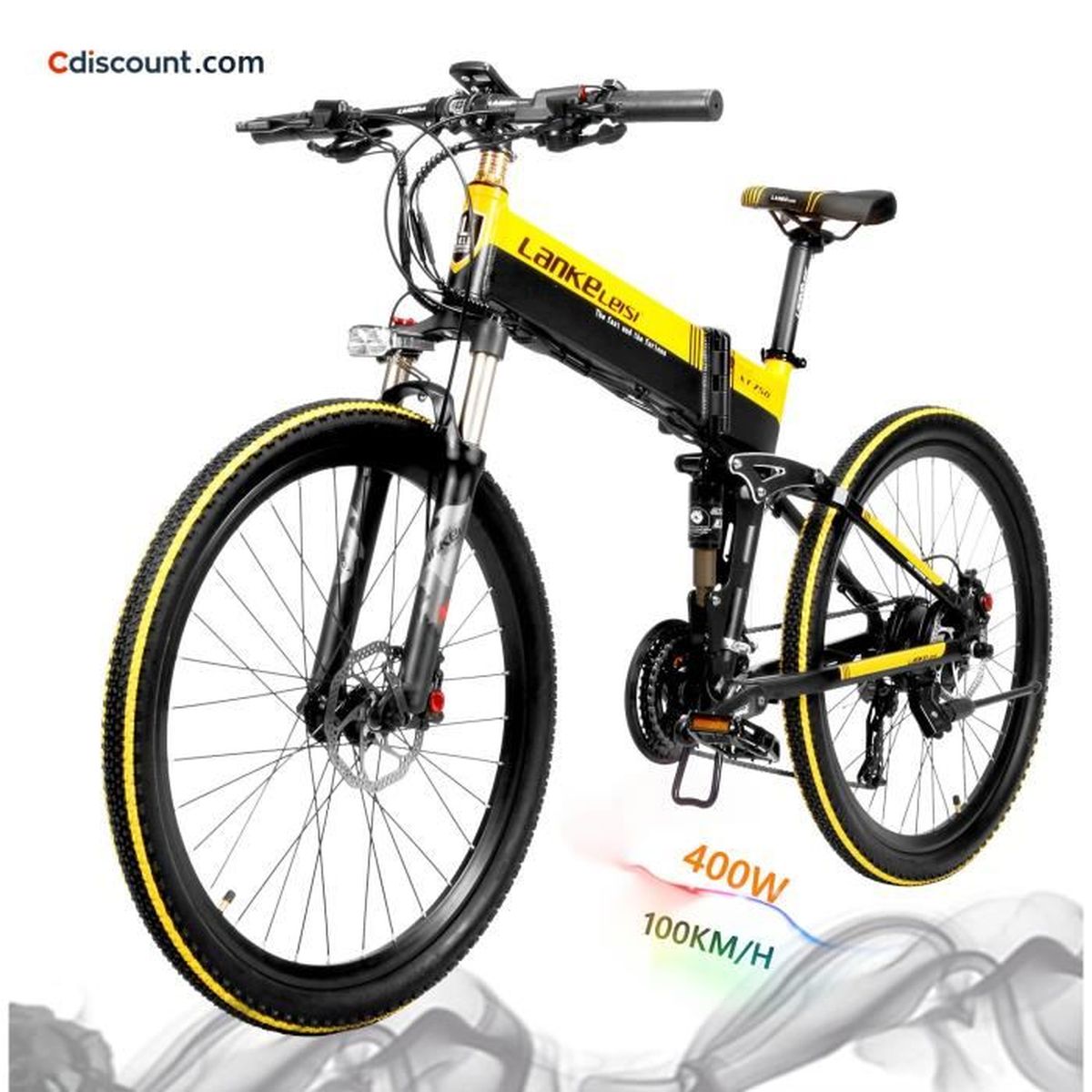 2020 Lankeleisi Xt 750 Velo Electrique Pliant 26 Pouces Roue A Rayons Moteur 400w E Velo Vtt Noir Jaune Prix Pas Cher Cdiscount