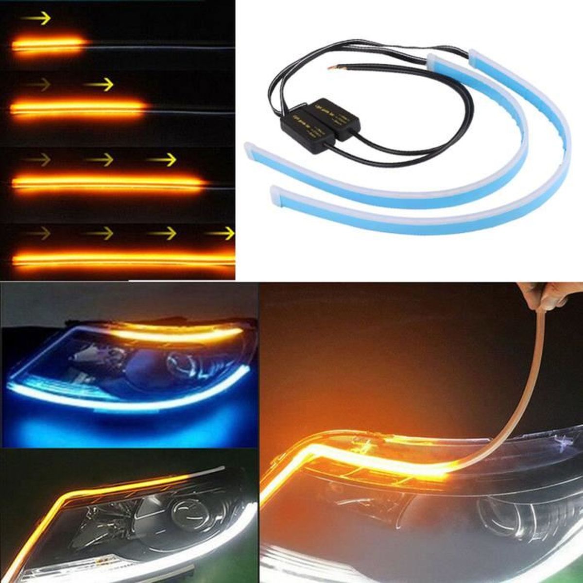 Tubes Lumineux Bande LED pour Voiture 2 Pièces, 2PCS décoration de ...