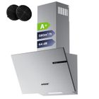 CIARRA Hotte Aspirante 60cm 580m3/h A+ 3 Vitesses Recyclage ou Evacuation avec 2 Filtre Actif Hotte Inclinée Inox CD6765AS