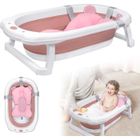 HENGMEI Baignoire pliable pour bébé avec coussin d'assise Siège de bain portable pour bébé Rose
