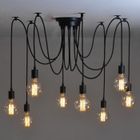 Suspension Vintage ajustable PETITES ECREVISSES - E27 Douille Rétro abat-jour - 8 Bras - Noir