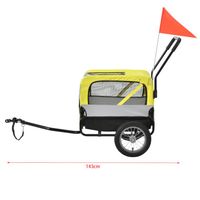 Remorque velo pour chien animaux avec roue frontale reflecteurs et drapeau rouge barre d attelage capacite 20 kg 143 x 6
