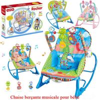 Nouveau-né balançoire,berceau bébé,chaise inclinable musique apaisante jouet de vibration Chaise berçante pour bébé-Bleu