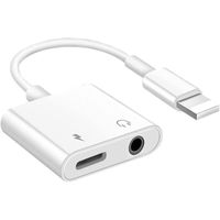 AJW-2 en 1 Adaptateur Casque pour iPhone [Certifié Apple MFi] Lightning vers 3,5 mm Jack Adaptateur Charge + Aux Audio avec iP[32]