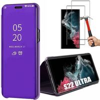 Coque Violet pour Samsung S22 Ultra Anti-Rayure Smart Case Protection + 2 Verres Trempés