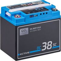 ECTIVE EDC38SC Batterie Décharge Lente Deep Cycle 12V 38Ah GEL Solaire avec écran LCD/ PWM-Chargeur / marine, bateau, camping car