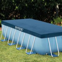 Bâche de protection pour piscine rectangulaire tubulaire INTEX - 28037 -  3,90m x 1,80m - Couleur Bleu