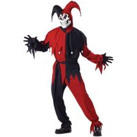Costume Monstre Bouffon Noir et Rouge - Adulte - Chemise, pantalon et ceinture assortis - Multicouleur