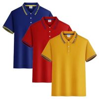 Lot de 3 Polo Homme T-Shirt Manches Courtes Couleur Unie Casual Top Ete Respirant Tissu Confortable - Bleu/rouge/jaune