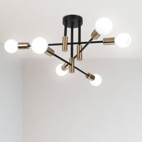 WOTTES Rétro Lampe Plafonnier Luminiare Vintage Industrielle 6 Spot Lustre Eclairage pour Salle à Manger Chambre Salon Noir +