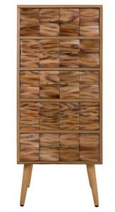 CHIFFONNIER - SEMAINIER Chiffonnier, meuble de rangement en bois avec 5 tiroirs coloris naturel - Longueur 44 x Profondeur 38 x Hauteur 108 cm