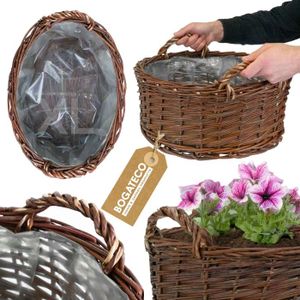 Paniers Rangement Pliable En Rotin Avec Poignées – Pratique Pour Pots, Fleurs, Conteneur Déco