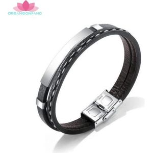 Bracelet en acier inoxydable bracelet argent pour homme hommes noir croix 21 cm LIFE STYLE