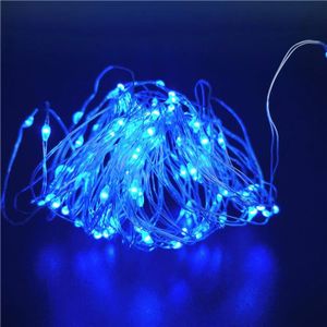 GUIRLANDE D'EXTÉRIEUR USB - 1m 10 leds Bleu Guirlande lumineuse LED féerique en fil de cuivre, fonctionnement à piles, pour l'extér