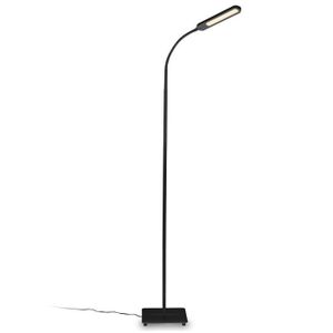 LAMPADAIRE Lampadaire noir salon LED 8W, luminosité réglable tête flexible choix de lumière fonction TOUCH lampadaire moderne chambre bureau