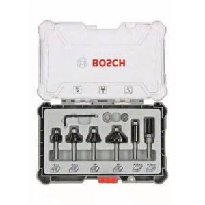 D/éfonceuse Bosch Livr/ée avec set daccessoires, r/égulation /électronique constante, r/églage de la profondeur de fraisage et /éclairage /& Bosch 2607019463 Coffret de 6 fraises Queue 8mm POF 1400 ACE