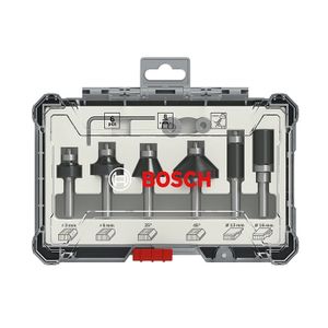 D/éfonceuse Bosch Livr/ée avec set daccessoires, r/égulation /électronique constante, r/églage de la profondeur de fraisage et /éclairage /& Bosch 2607019463 Coffret de 6 fraises Queue 8mm POF 1400 ACE