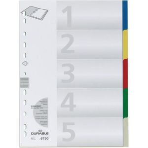 25 Intercalaires Rigides Durable A4 - 5/5 Divisions Avec Onglets