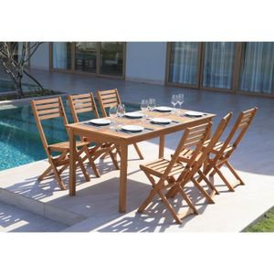 Table Et Chaise De Jardin En Bois 6 Place S Achat Vente Table