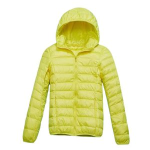 DOUDOUNE Puffer Doudoune Légère à Capuche pour Femme Doudoune en Duvet Ultra Légère Doudoune Manches Longues Doudoune Chaud,Jaune