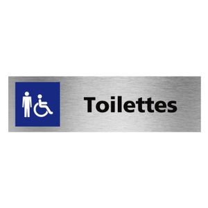 Pancarte Toilette Anglais/Français Métal Blanc/Gris Assortiment De