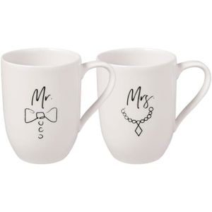 MUG - TASSE - MAZAGRAN Statement, Lot De 2 Mugs « Mr And Mrs », 280Ml, Po