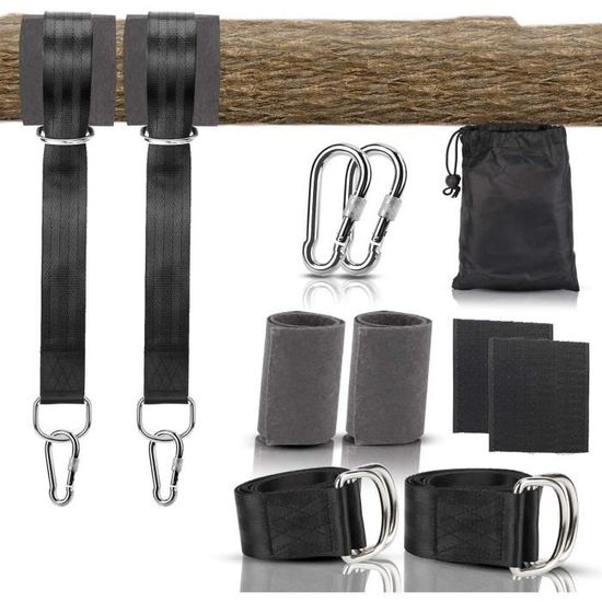 Lot de 2 Ensemble de Sangles pour Hamac avec Mousquetons